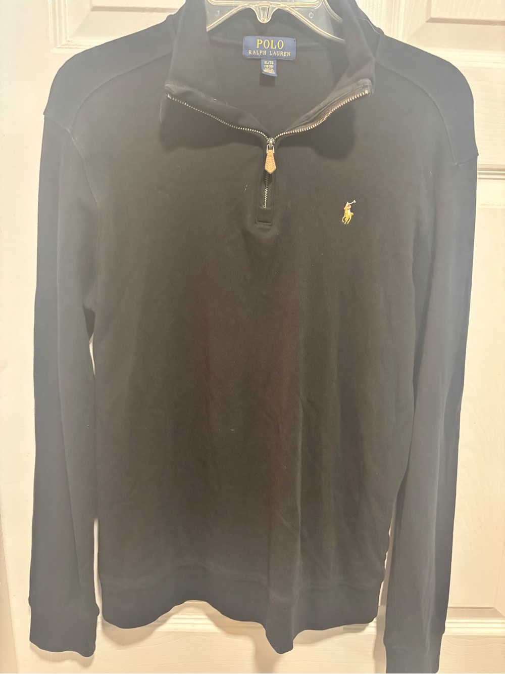 Polo Ralph Lauren Black Quarter-Zip Pullover with Yellow Pony